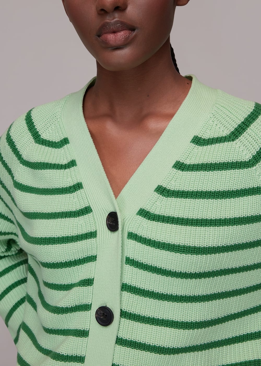 Green striped cardigan sales