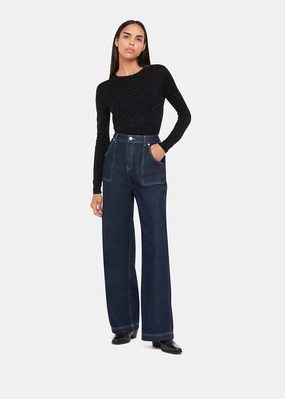 Whistles Annie Sparkle Crew Neck Sweater Blue Whistles Annie Sparkle Crew Neck Sweater Blue