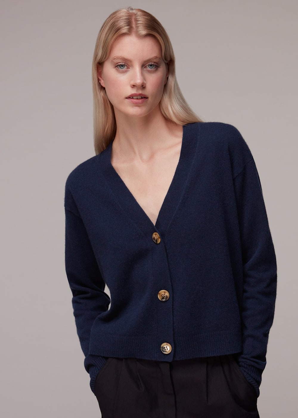Navy cashmere shrug sale