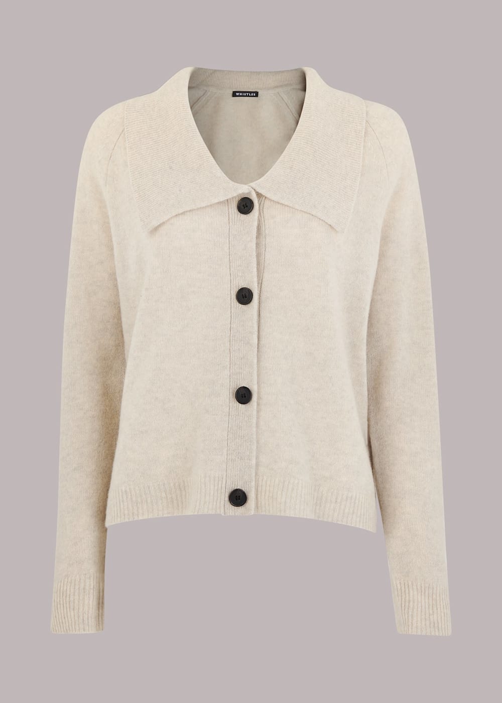 Neutral Collar Detail Wool Cardigan WHISTLES Whistles UK