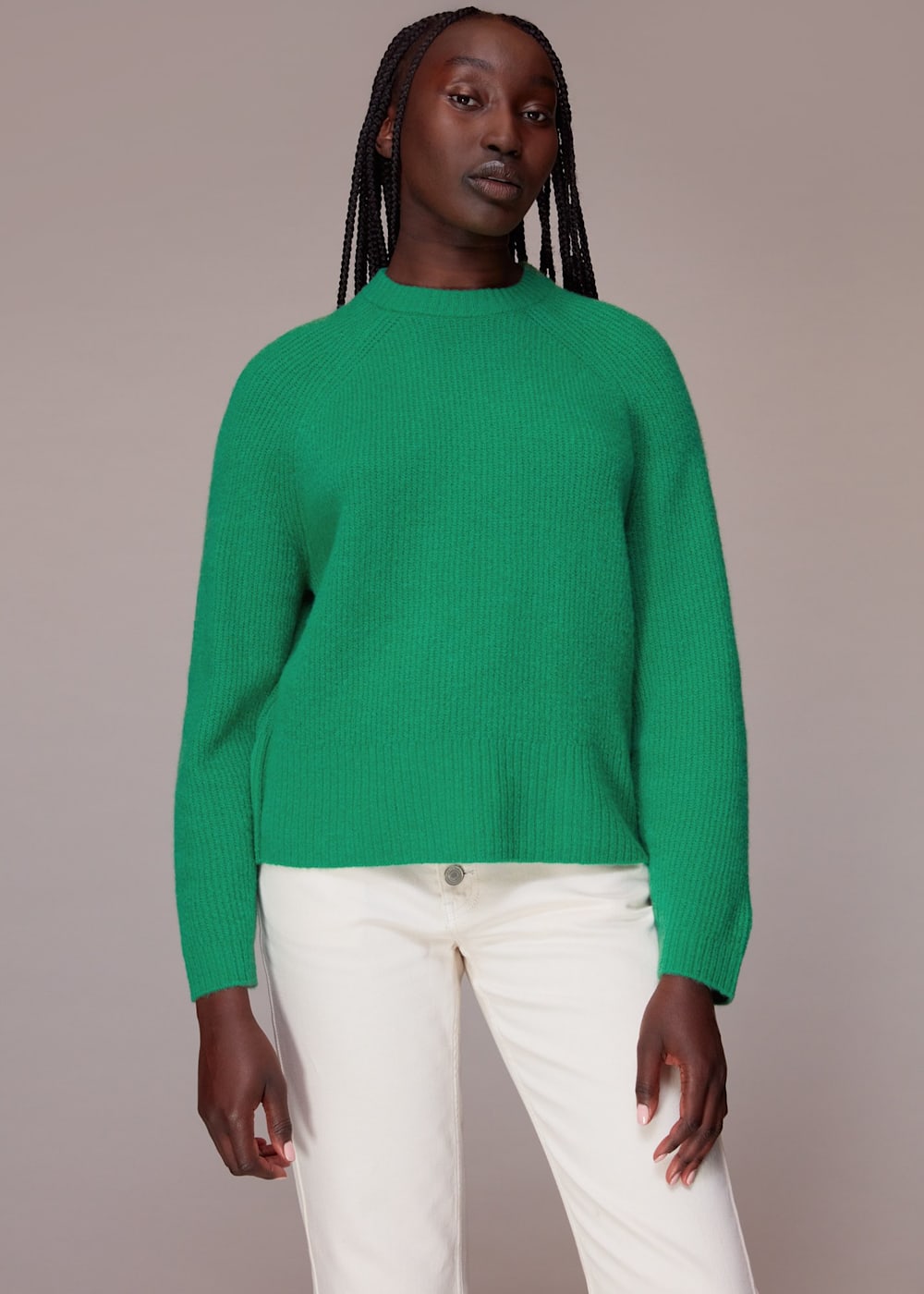 Green Frankie Ribbed Jumper WHISTLES Whistles UK