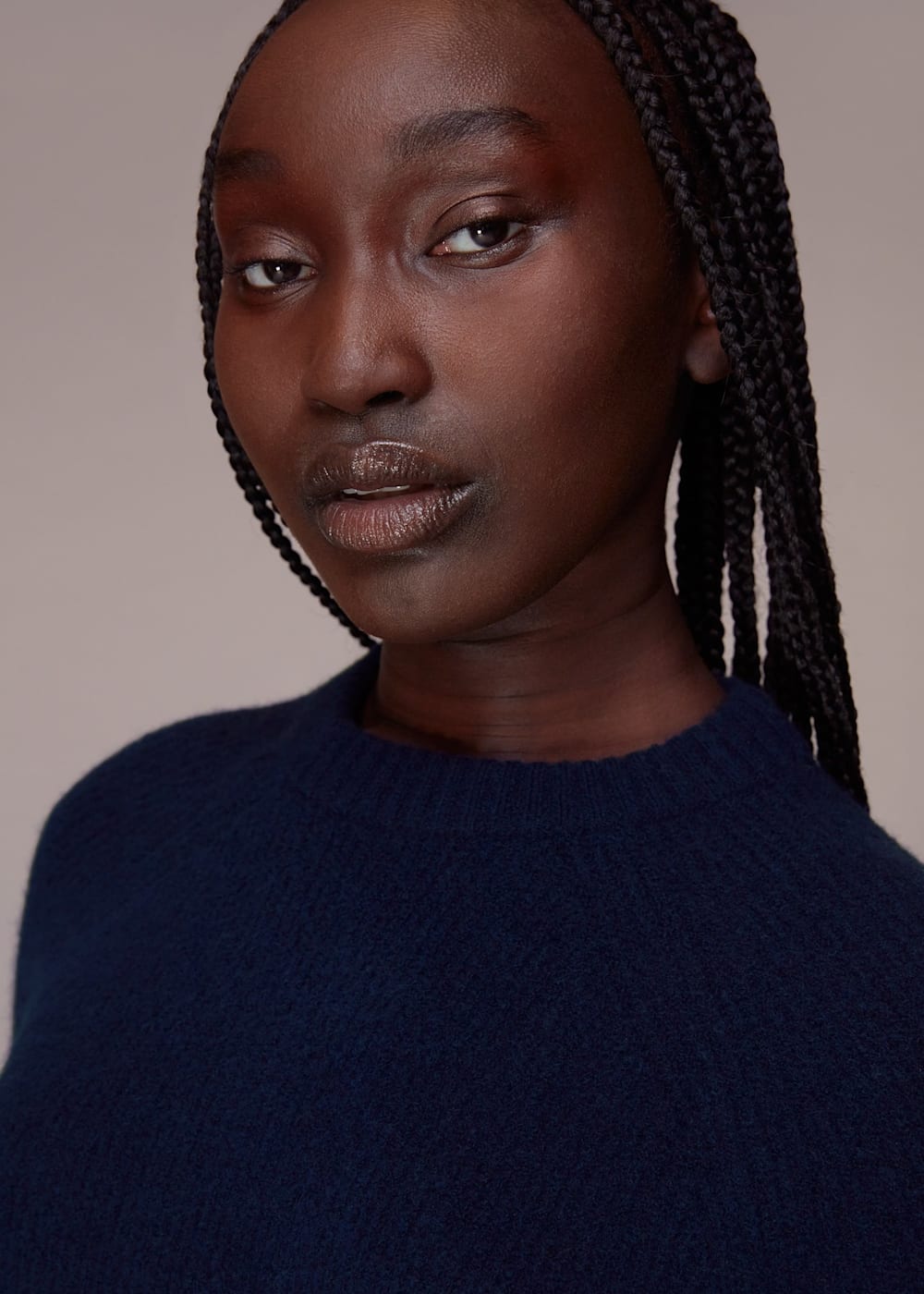 Navy Frankie Ribbed Jumper WHISTLES Whistles US