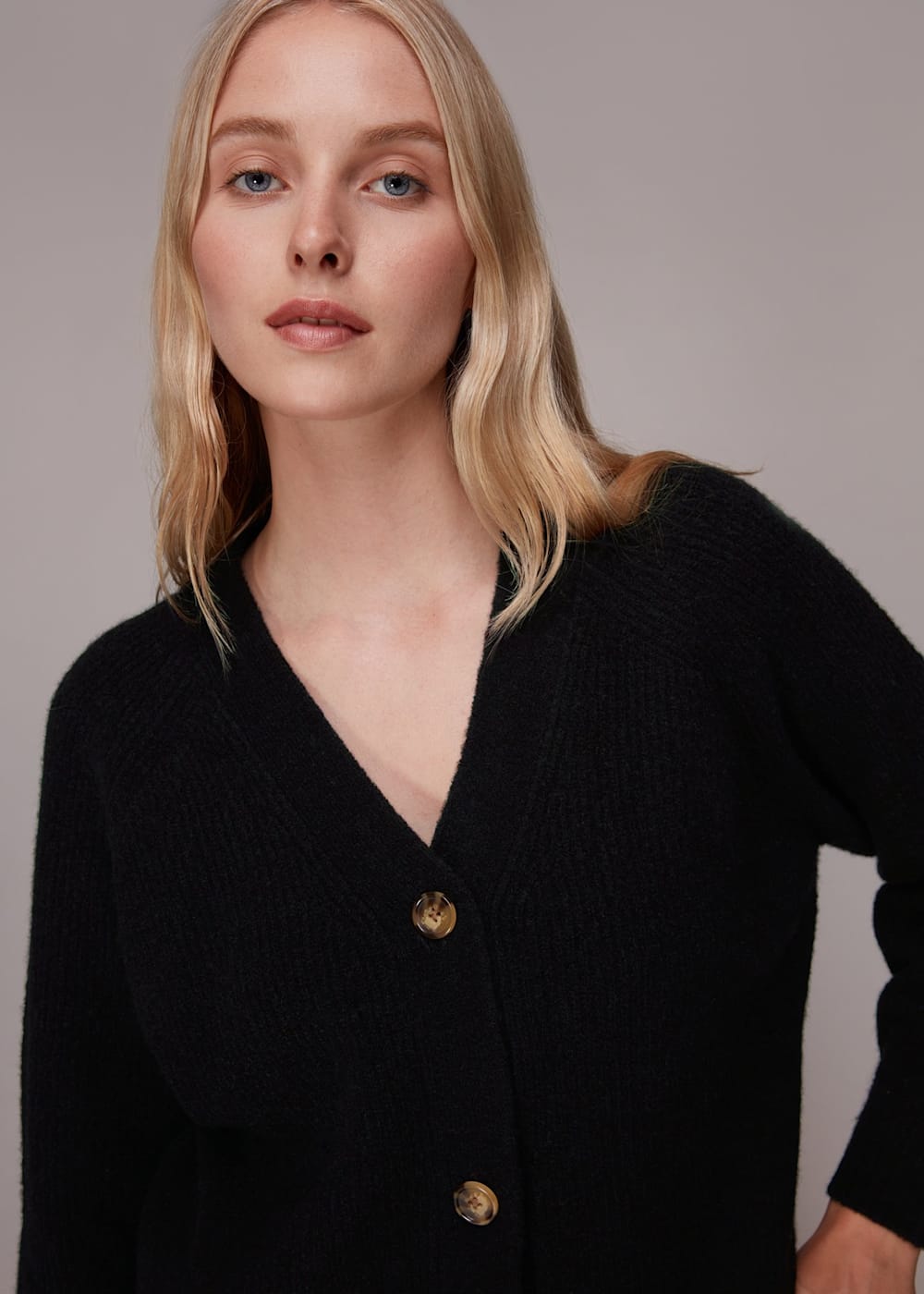 Women s Black Skye Ribbed Cardigan Whistles US