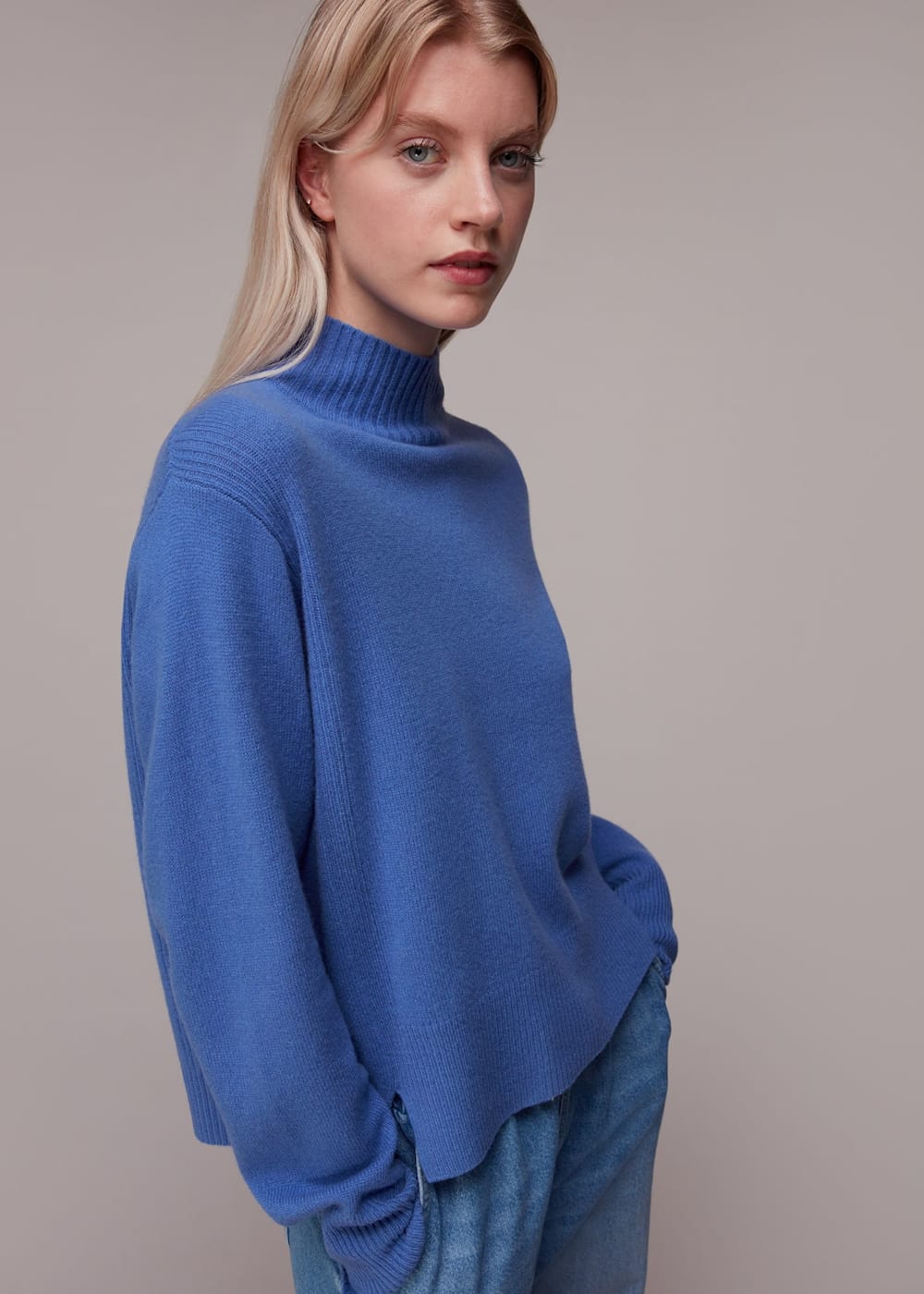 Blue Ferne Wool Funnel Neck Jumper WHISTLES Whistles UK