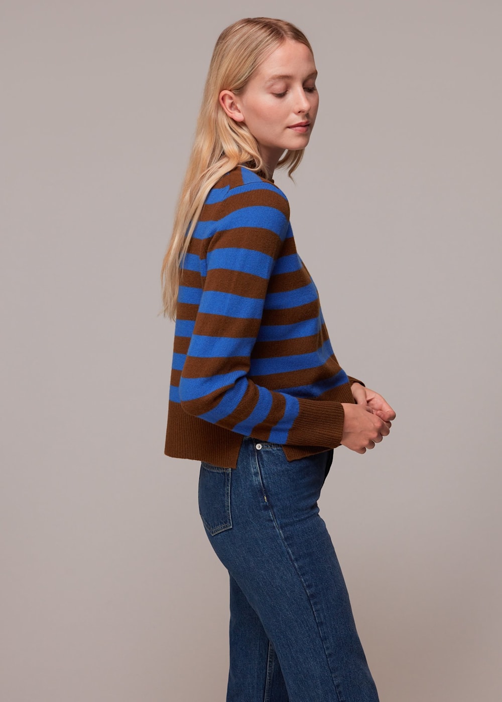 Blue Multi Stripe Wool Jumper WHISTLES Whistles UK