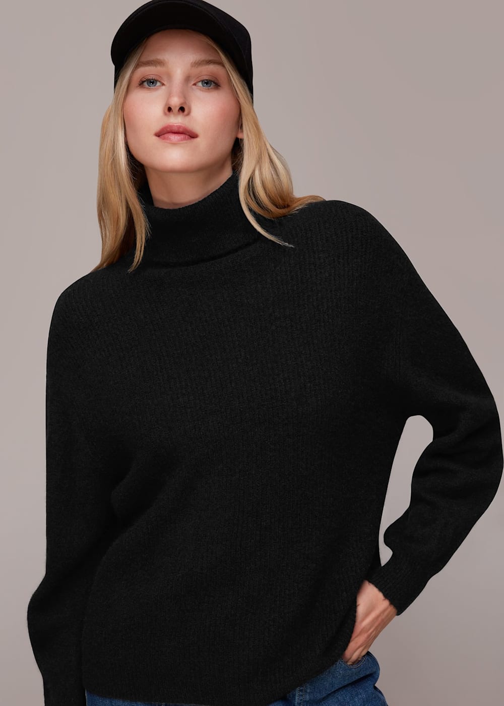 Ladies black ribbed turtleneck shop