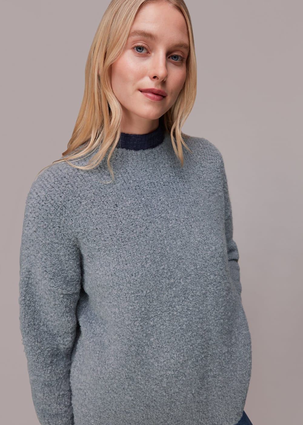 最初の  Boucle Relaxed Grey Women's Sweater | US Whistles | トップス