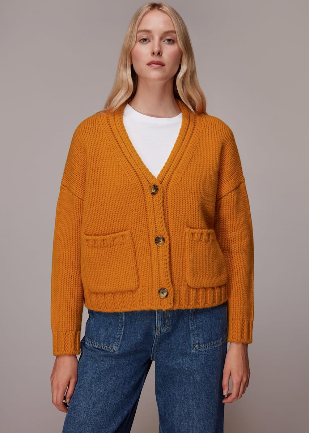 Women's Orange Chunky Wool Cardigan | Whistles US | Women's Orange Chunky Wool Cardigan | Whistles US |