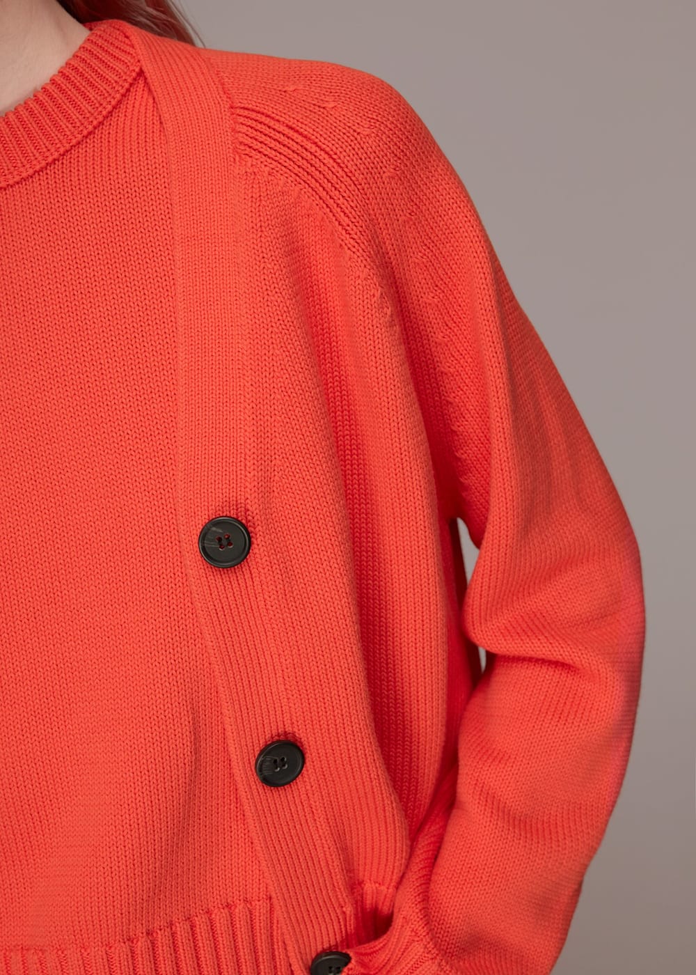 Red Karine Rib Detail Cardigan | WHISTLES | Whistles UK |