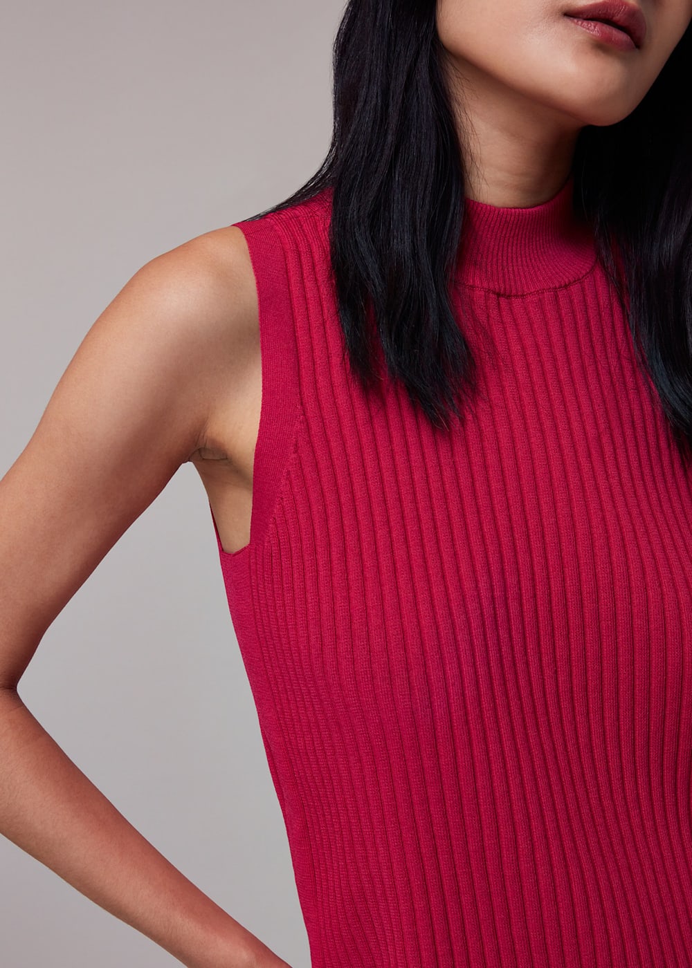 Pink High Neck Rib Tunic WHISTLES Whistles UK
