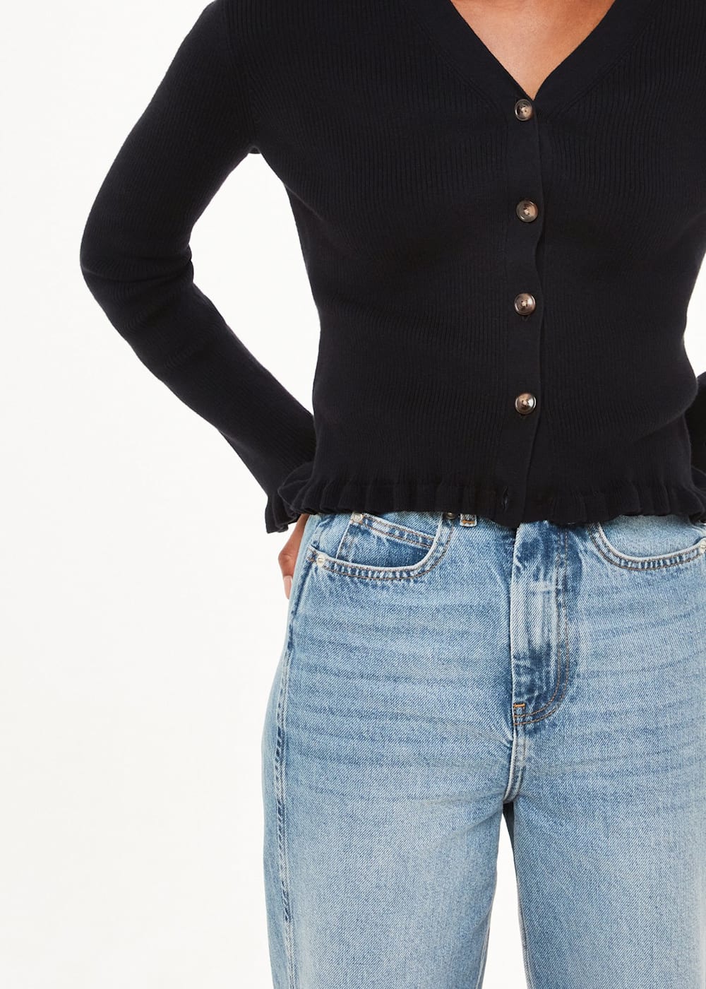 Black frill cardigan cheap