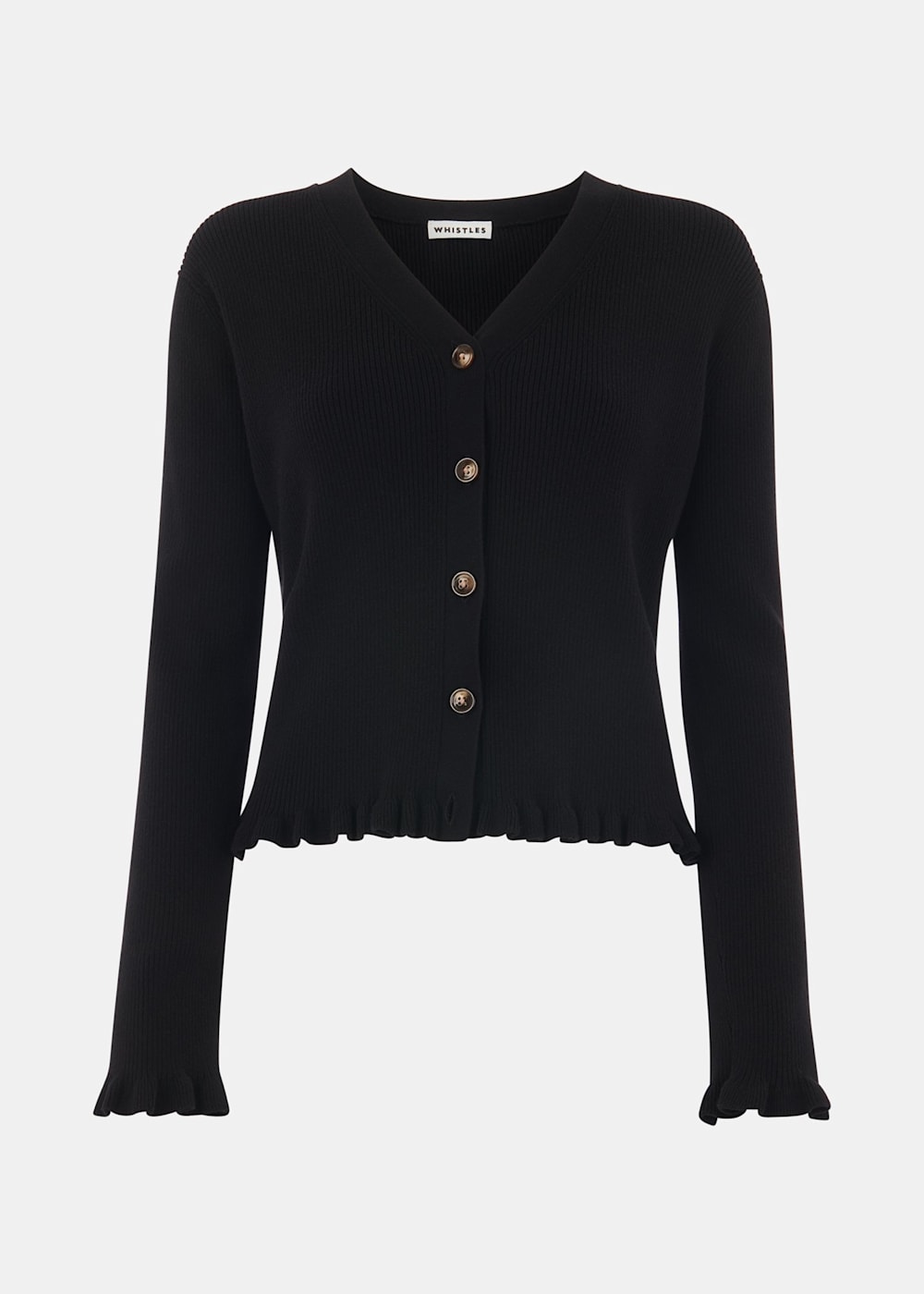 Black Frill Hem Cardigan WHISTLES Whistles UK