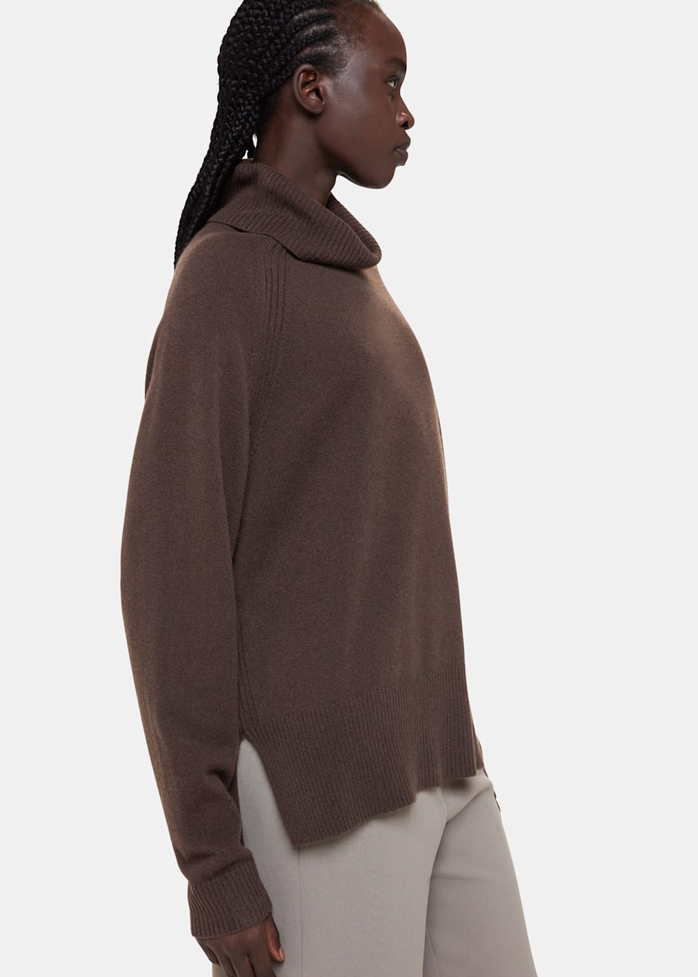 Brown polo neck ladies jumper hot sale