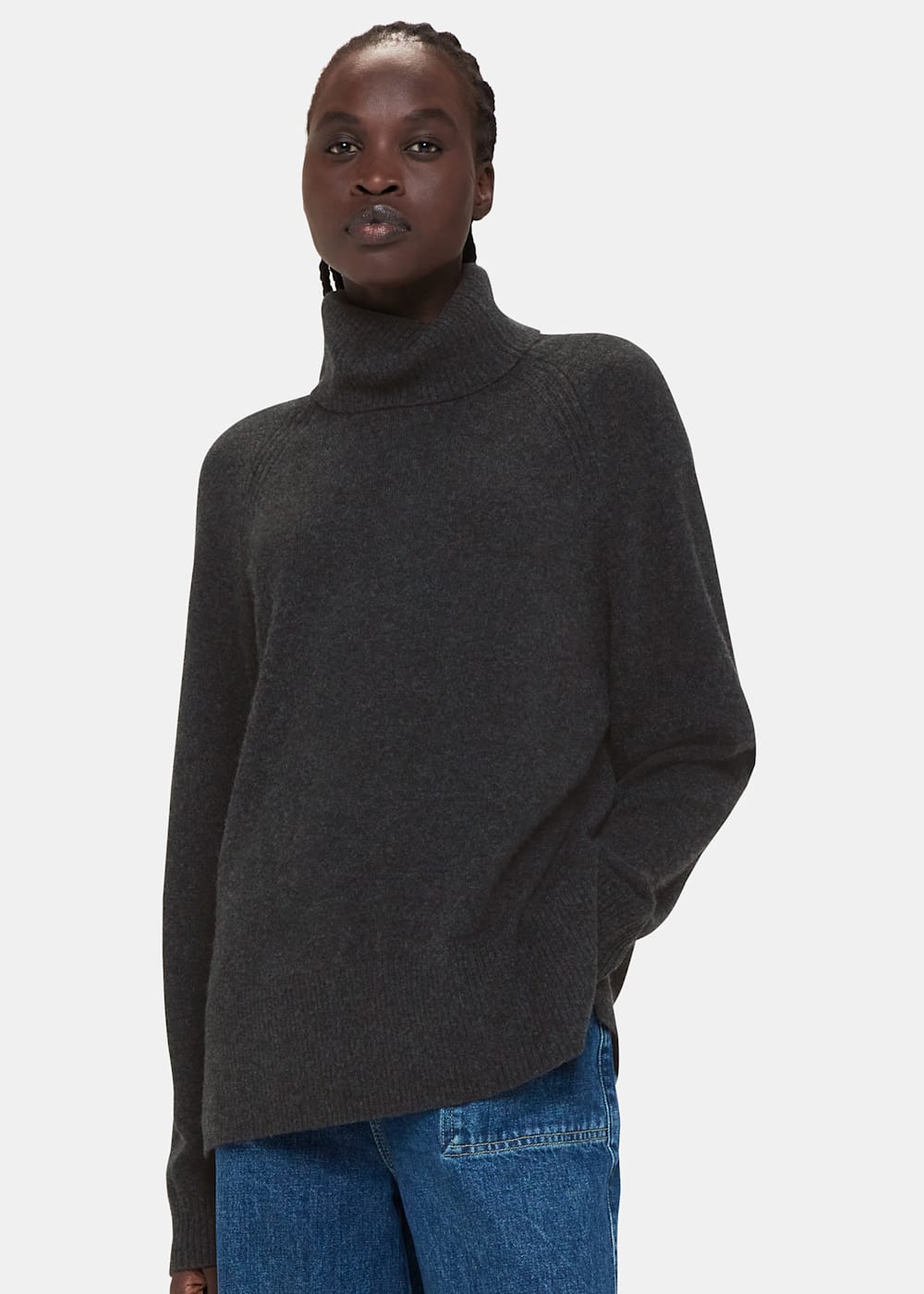 Grey cashmere polo neck jumper 2025