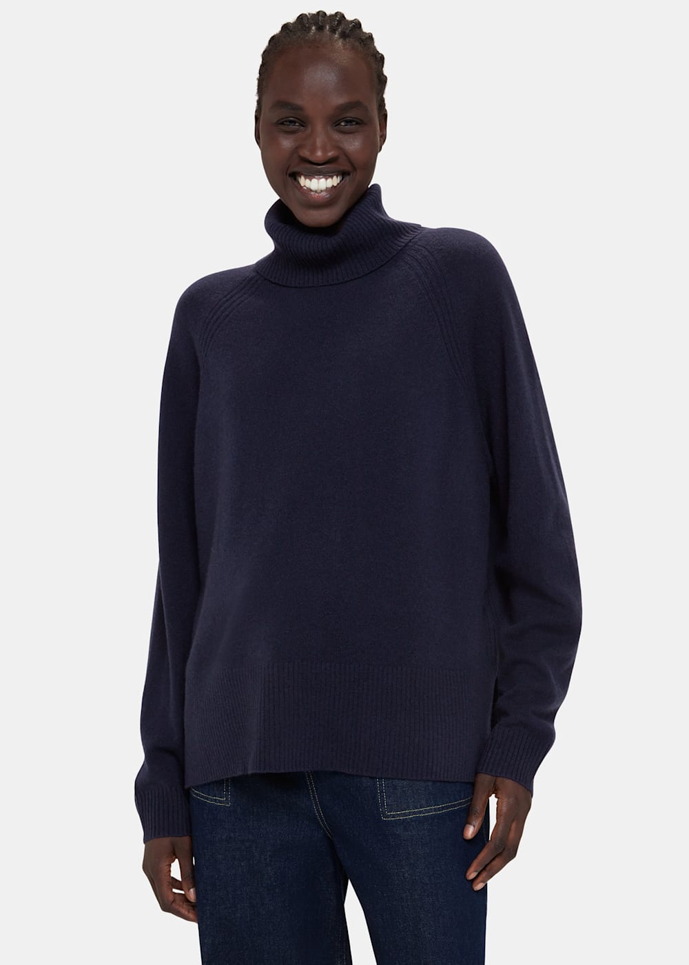 Navy cashmere polo neck store