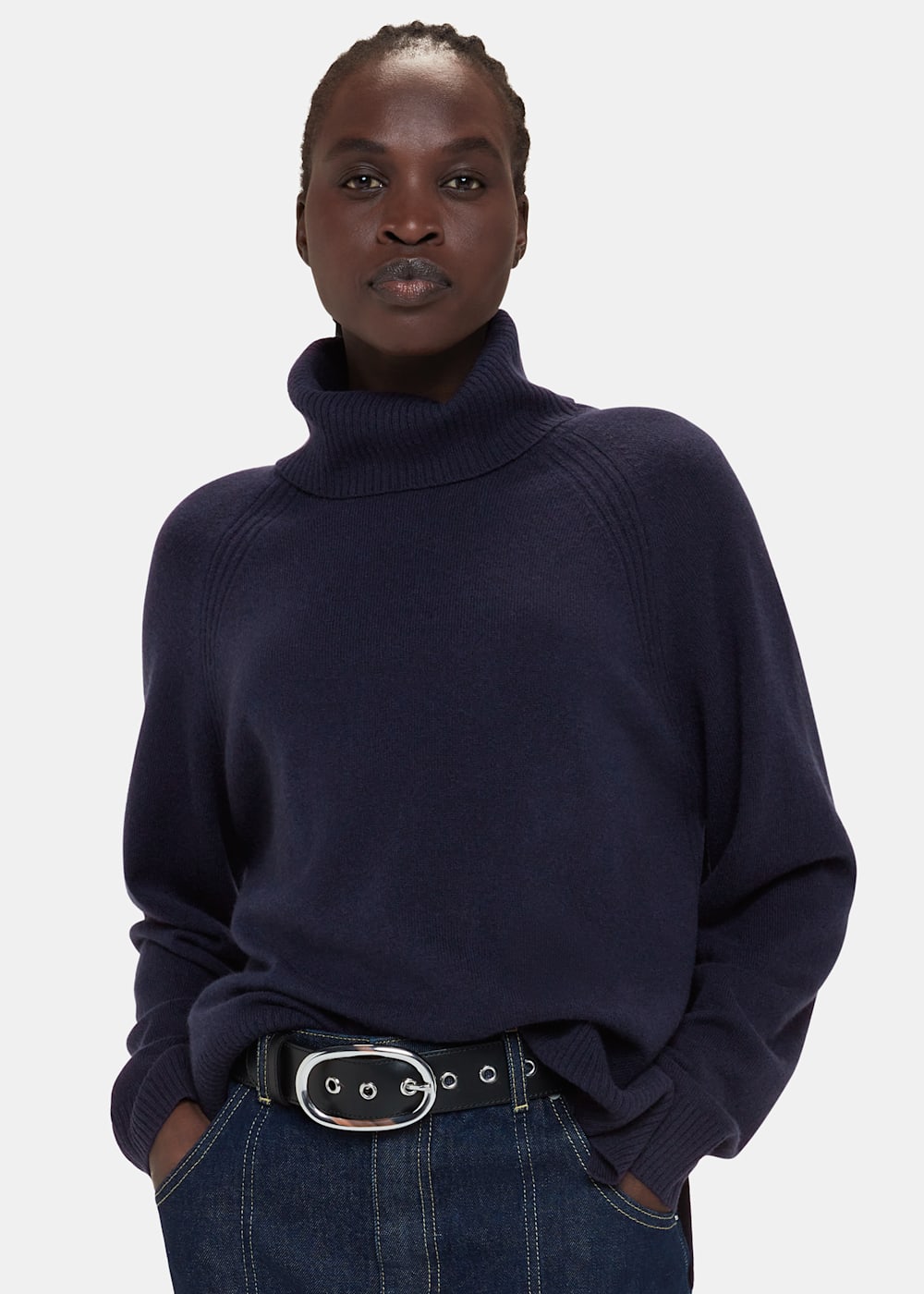 Navy turtleneck women's sale
