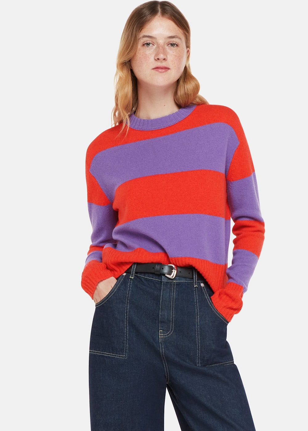 Red and blue striped jumper discount
