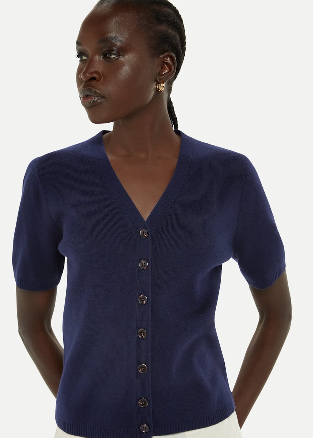 Blue short sleeve cardigan top