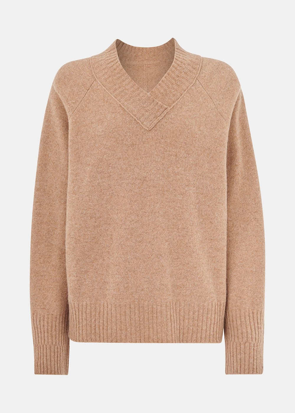 Camel v neck jumper online