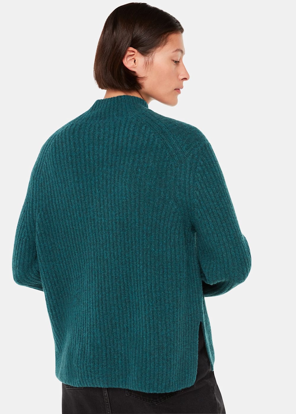 Teal Wool Mix Rib Funnel Neck WHISTLES Whistles UK