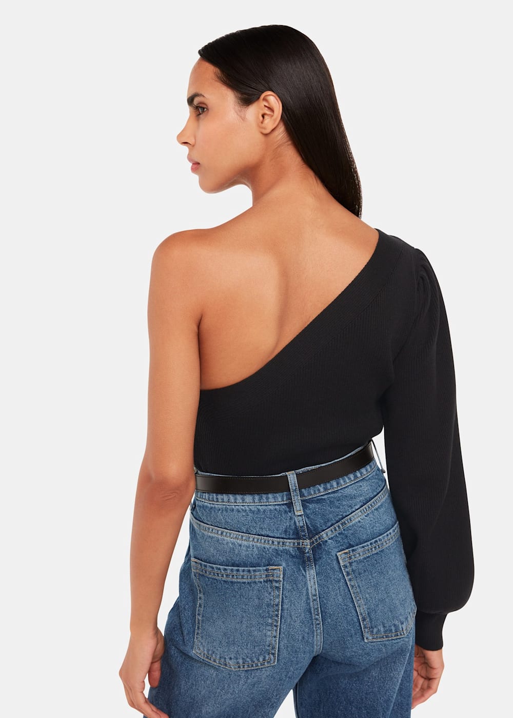 Black One Shoulder Knit WHISTLES Whistles UK