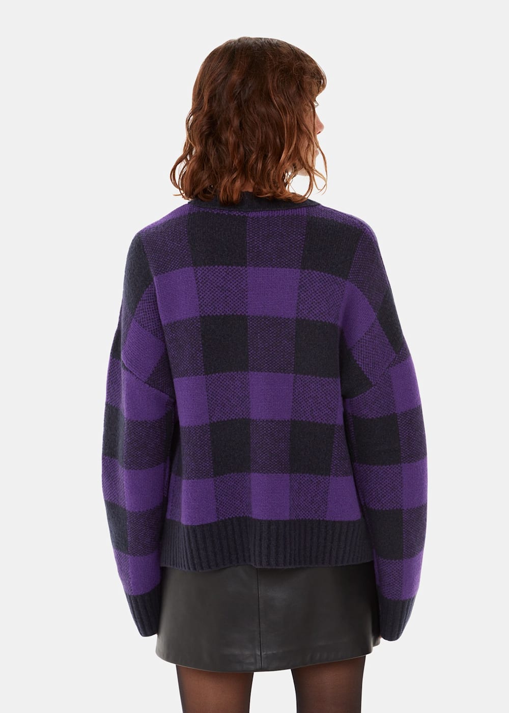 Purple/Multi Purple Check Sweater | WHISTLES | Whistles US |