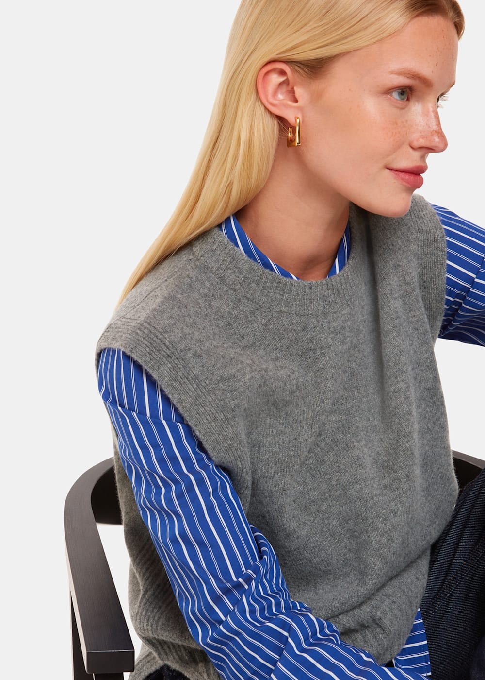 Gray sleeveless sweater shop