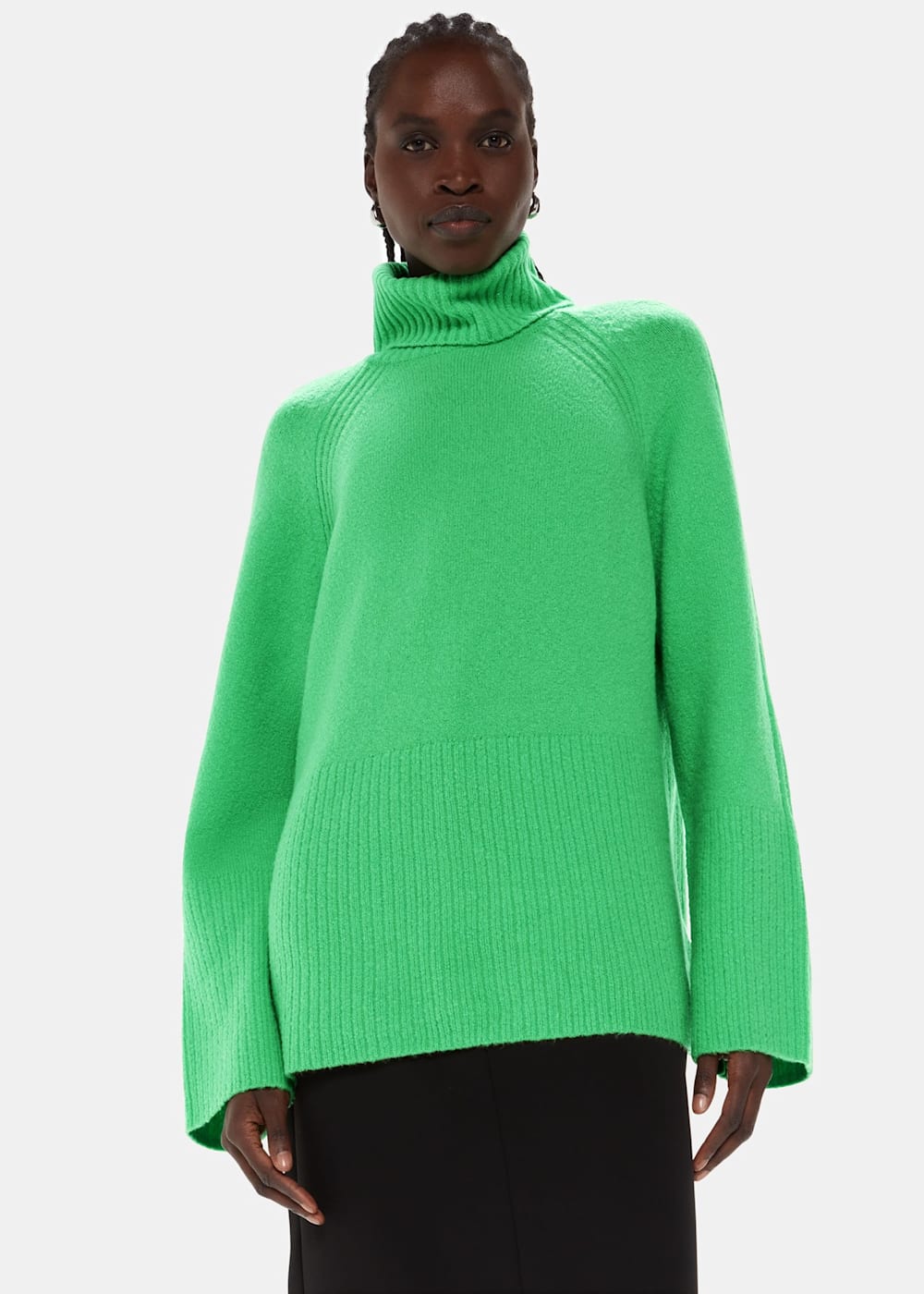 Green roll neck top hotsell