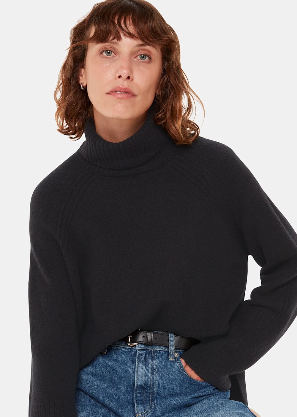Shop the Black Ribbed Roll Neck Jumper at Whistles Whistles AU