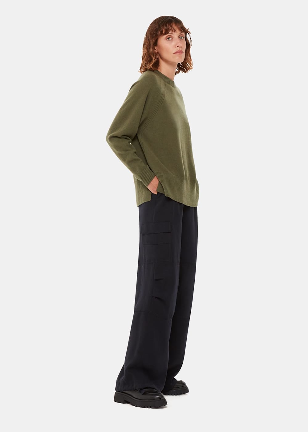 Khaki crew neck jumper shop