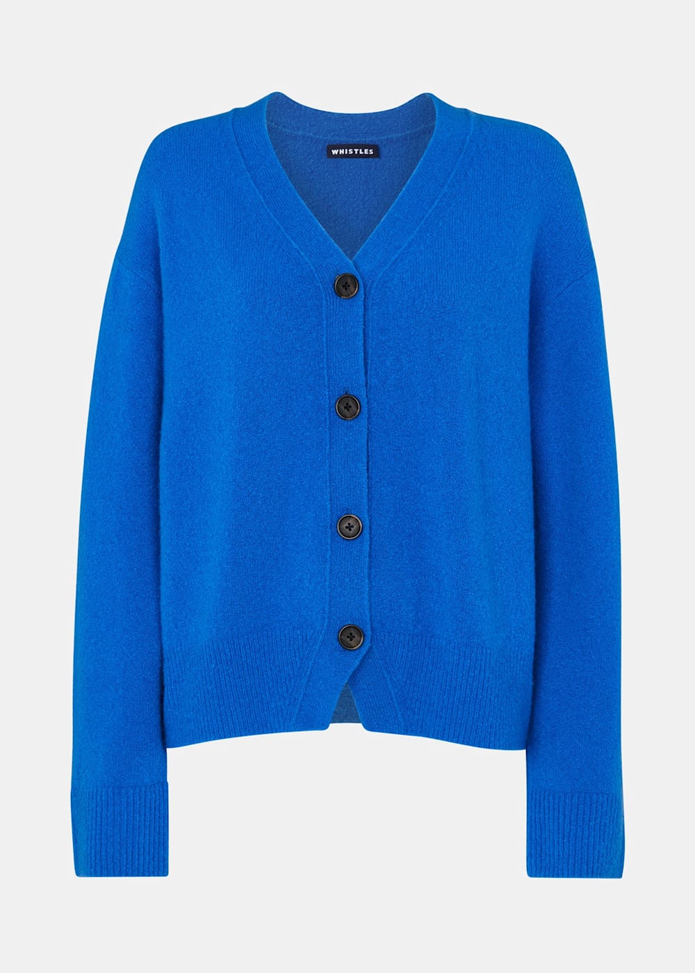 Blue Textured Wool Mix Cardigan | WHISTLES | Whistles US |