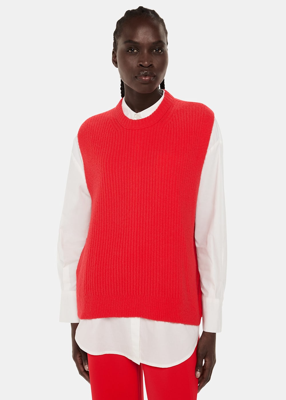 Women's Red Textured Rib Sweater Vest | Whistles US | Women's Red Textured Rib Sweater Vest | Whistles US |