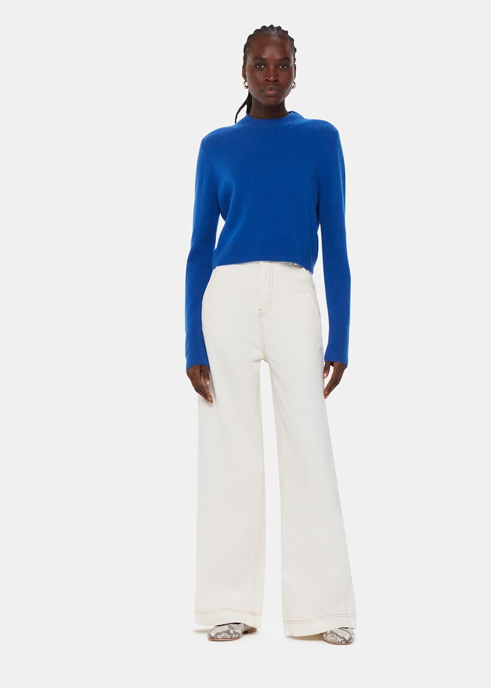 Cropped white turtleneck sweater best sale