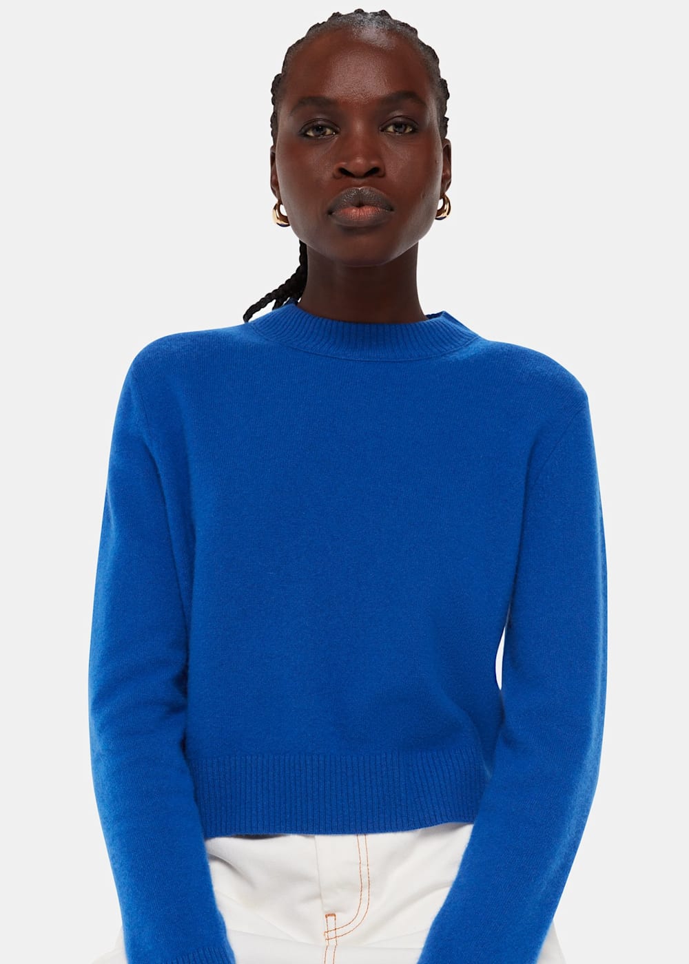 Blue cropped sweater best sale