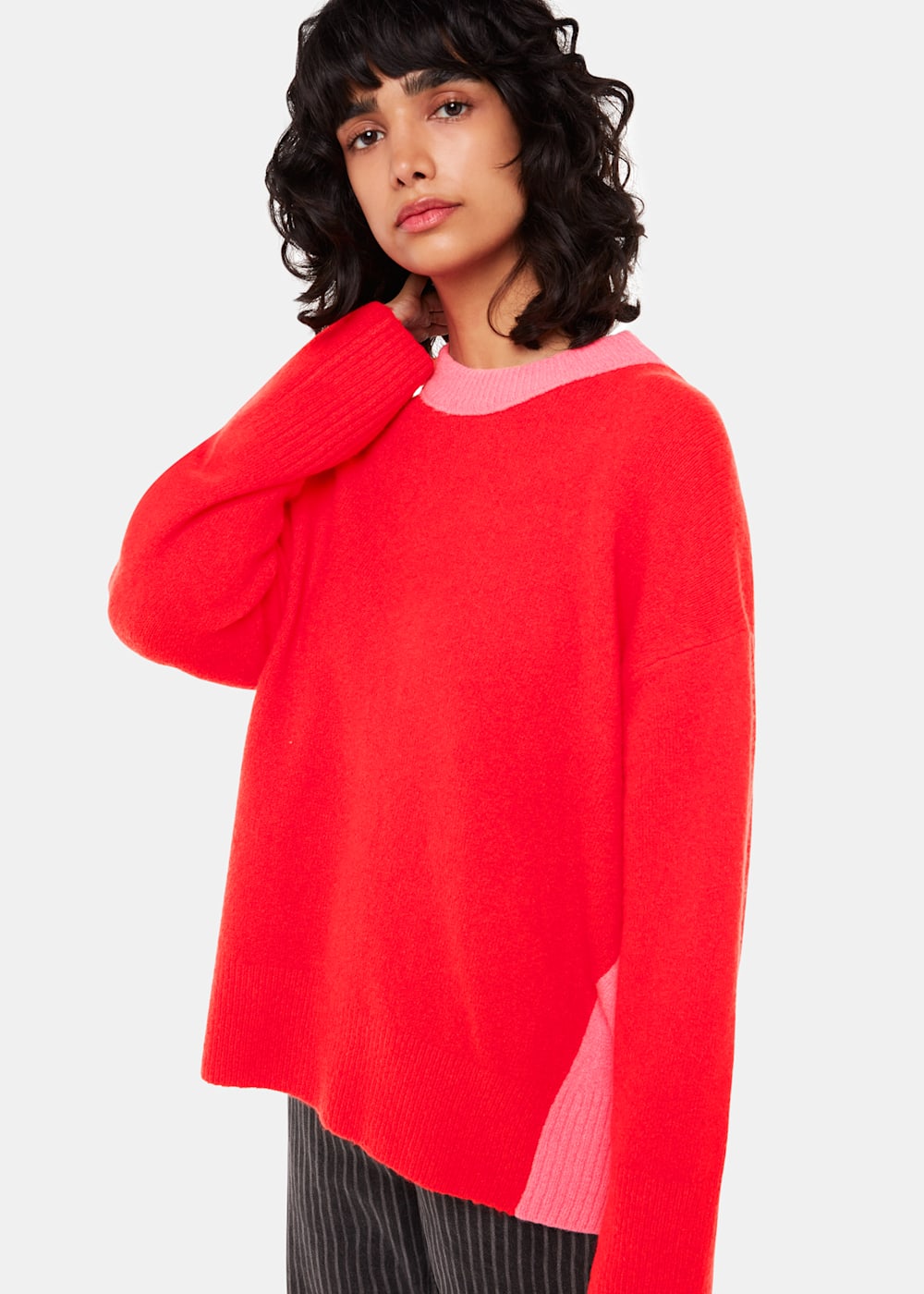 Color block crew neck online