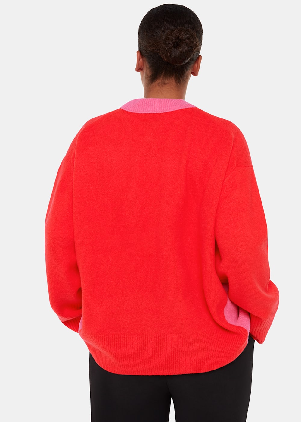 Women's Red/Multi Color block Crew Neck Sweater | Whistles US |