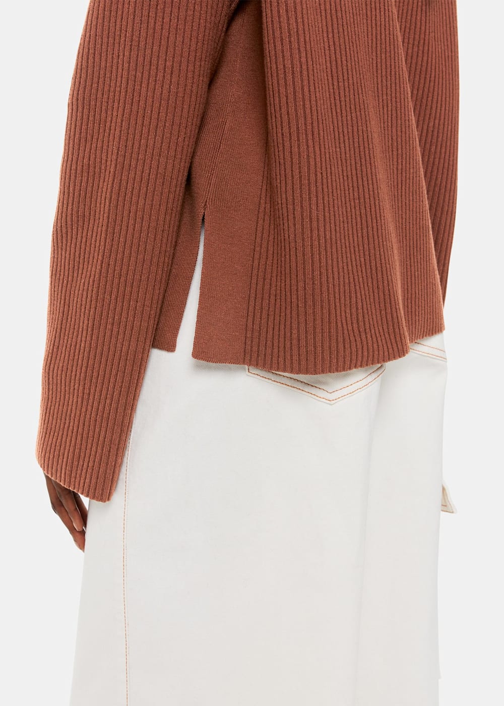 Brown Rib Collar Cardigan | WHISTLES | Whistles US |