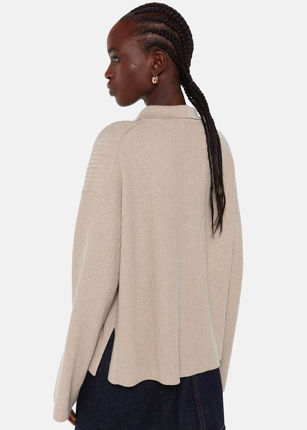 Oatmeal Rib Collar Cardigan | WHISTLES | Whistles US |