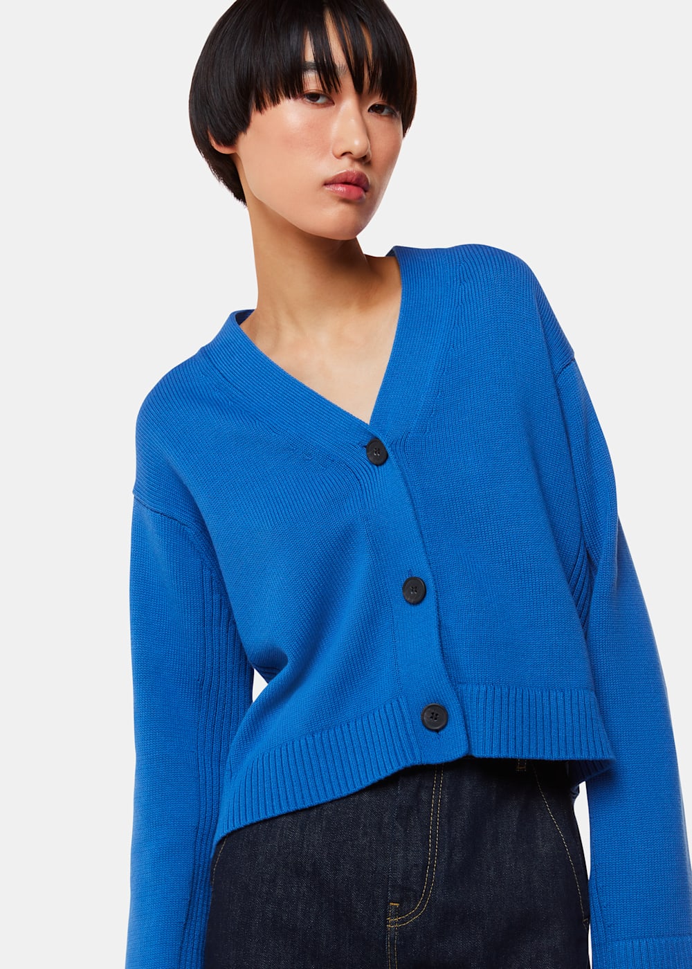 Cobalt Blue Nina Button Front Cardigan WHISTLES Whistles UK