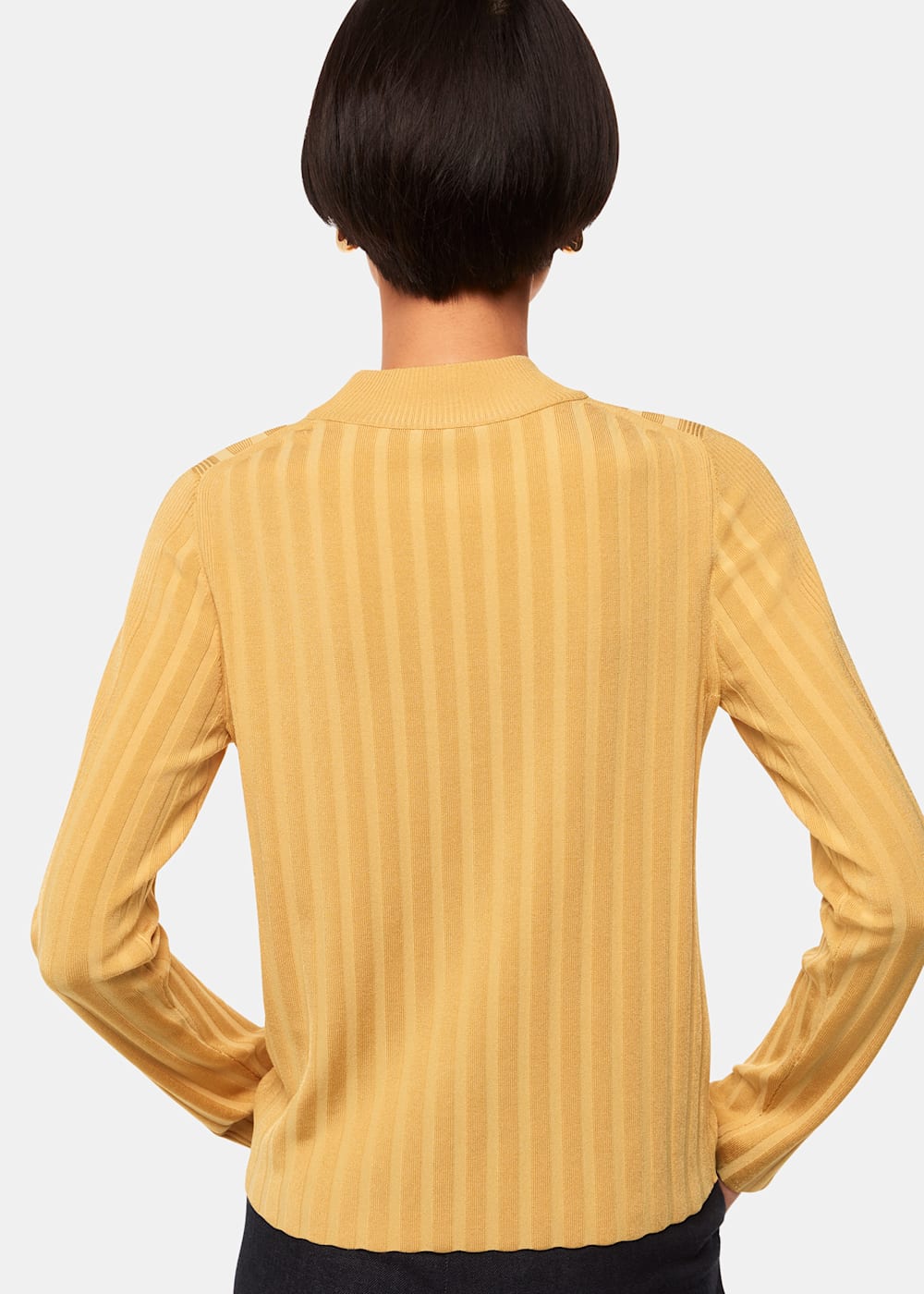 Whistles Ribbed Detail Crew Neck Sweater Yellow Size M
