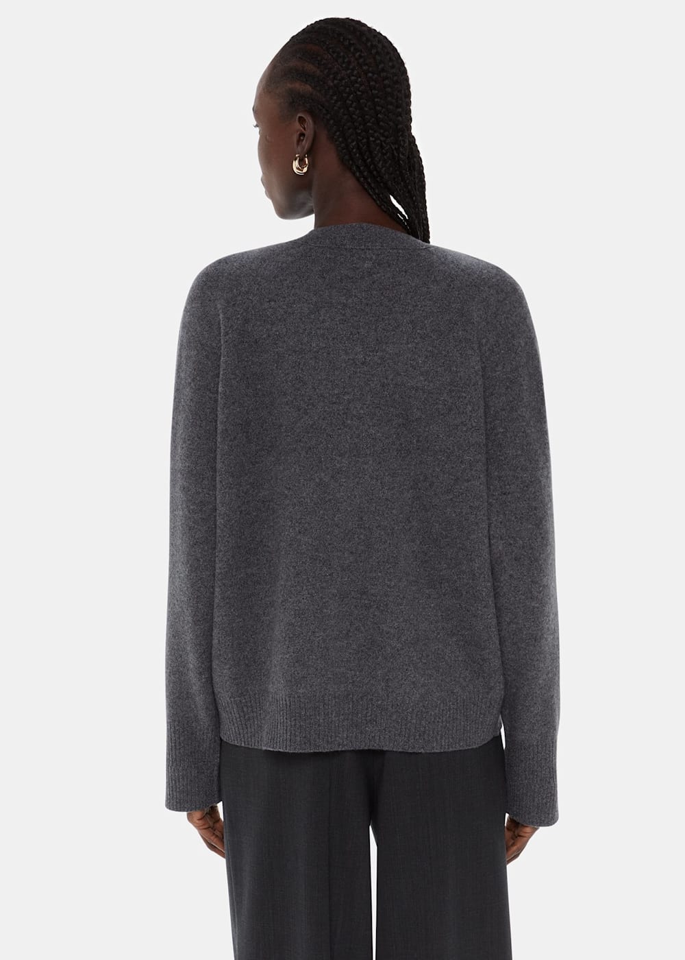 Dark Grey Wool Relaxed Pocket Cardigan | WHISTLES | Whistles Dark Grey Wool Relaxed Pocket Cardigan | WHISTLES | Whistles