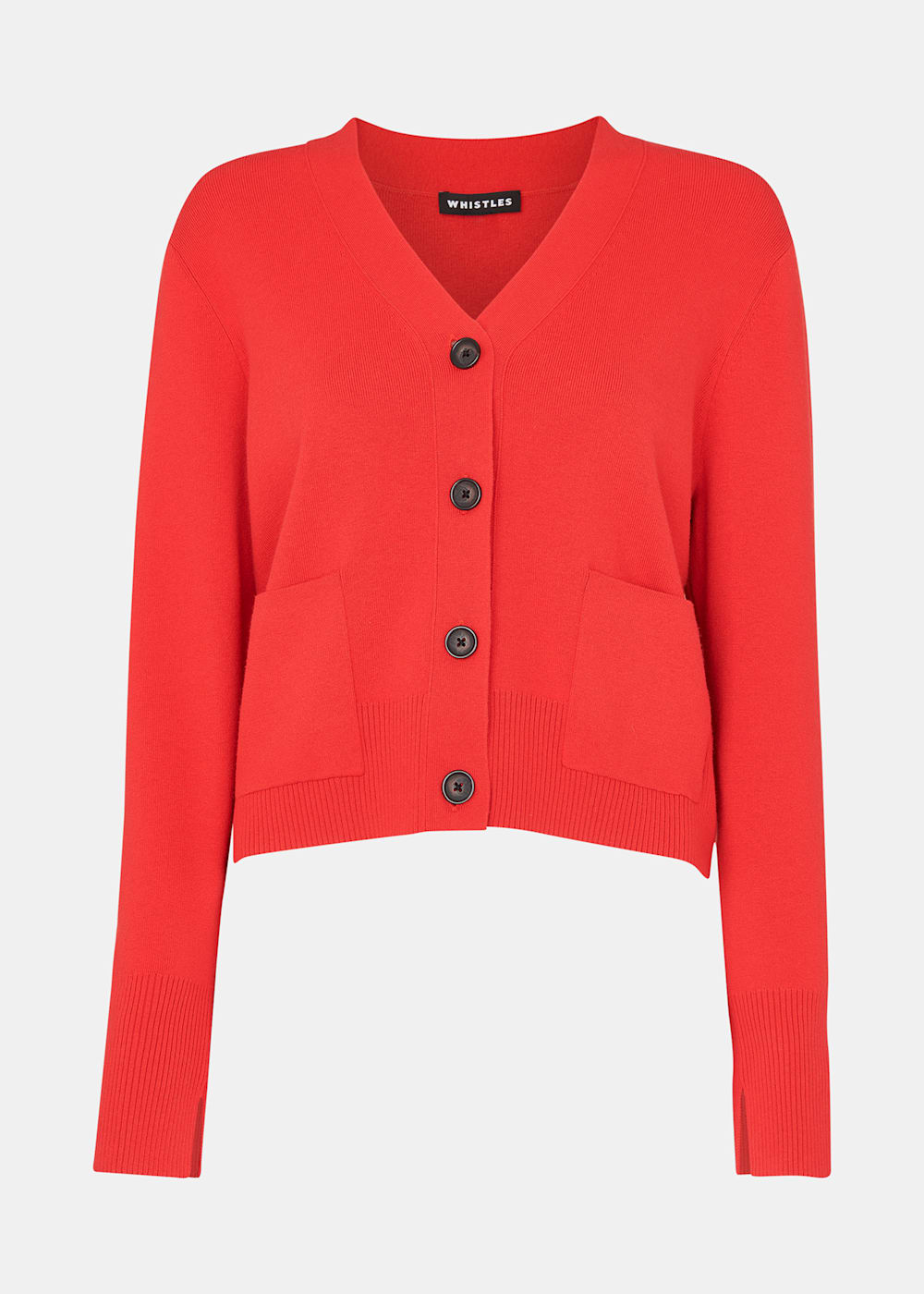 Red cardigan with pockets hot sale