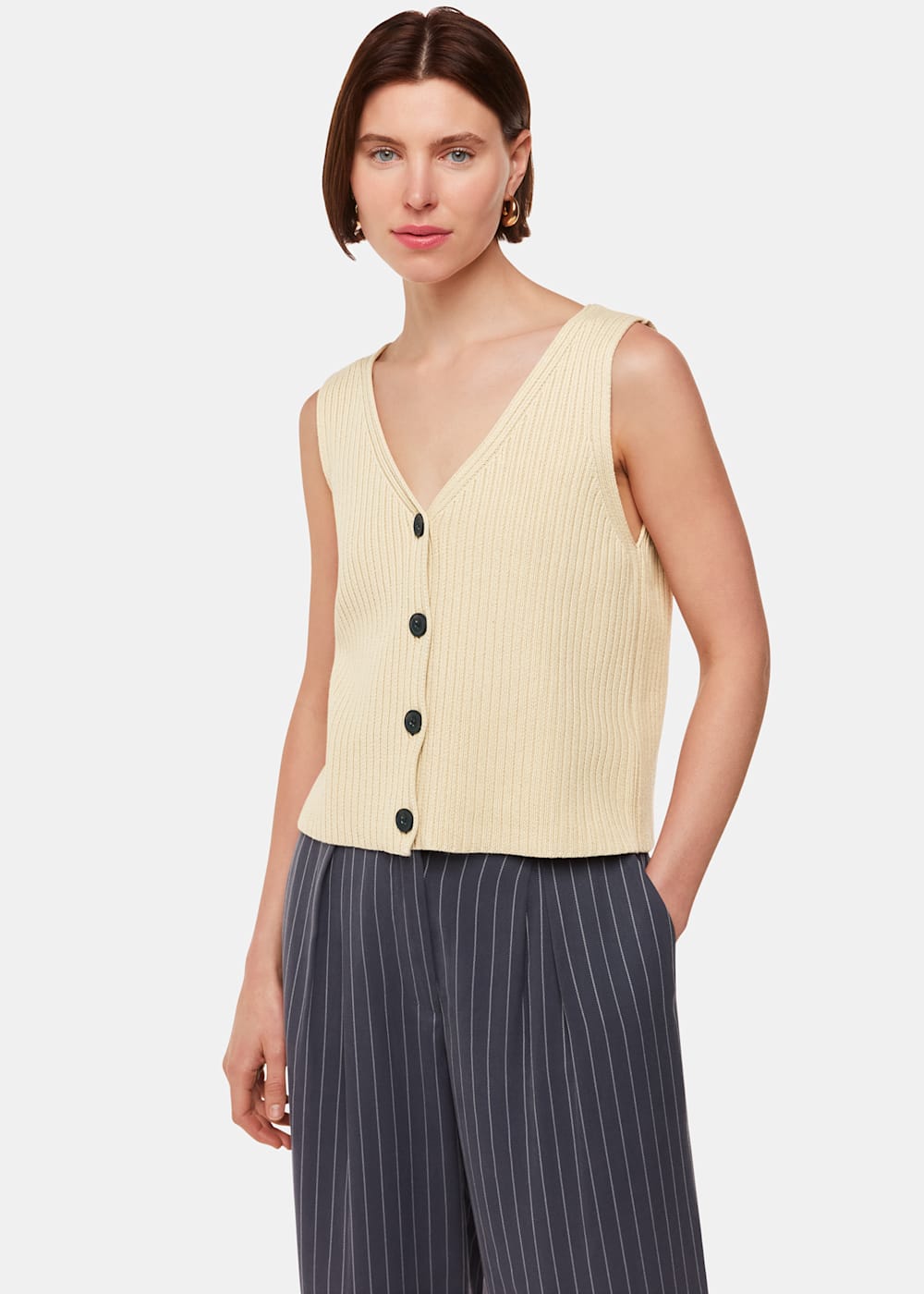 Button V-Neck Tank Button V-Neck Tank