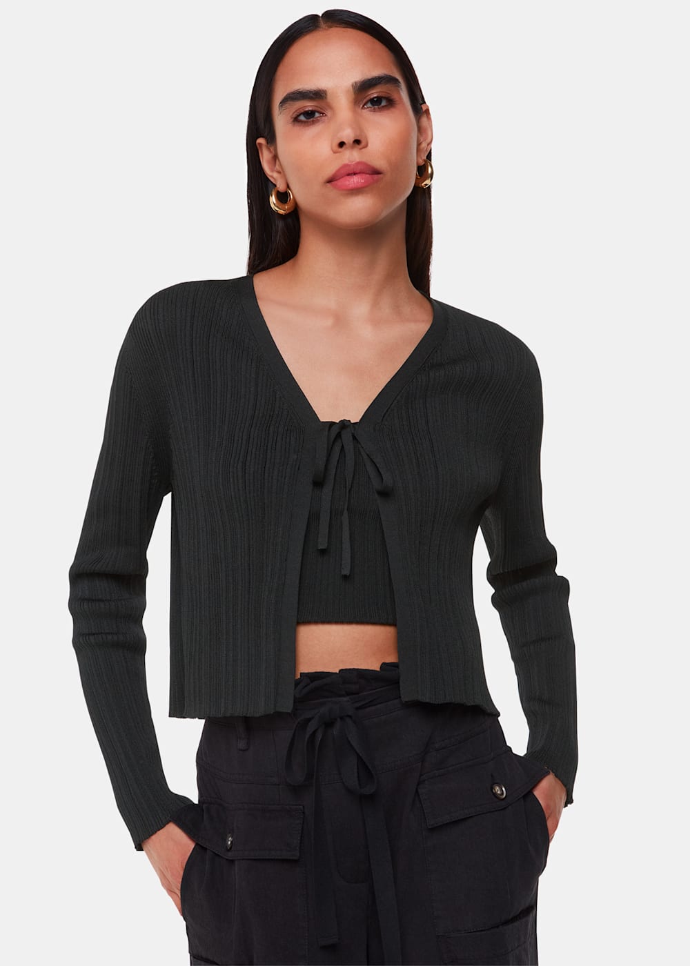 Black Tie Front Detail Cardigan | WHISTLES | Whistles US | Black Tie Front Detail Cardigan | WHISTLES | Whistles US |