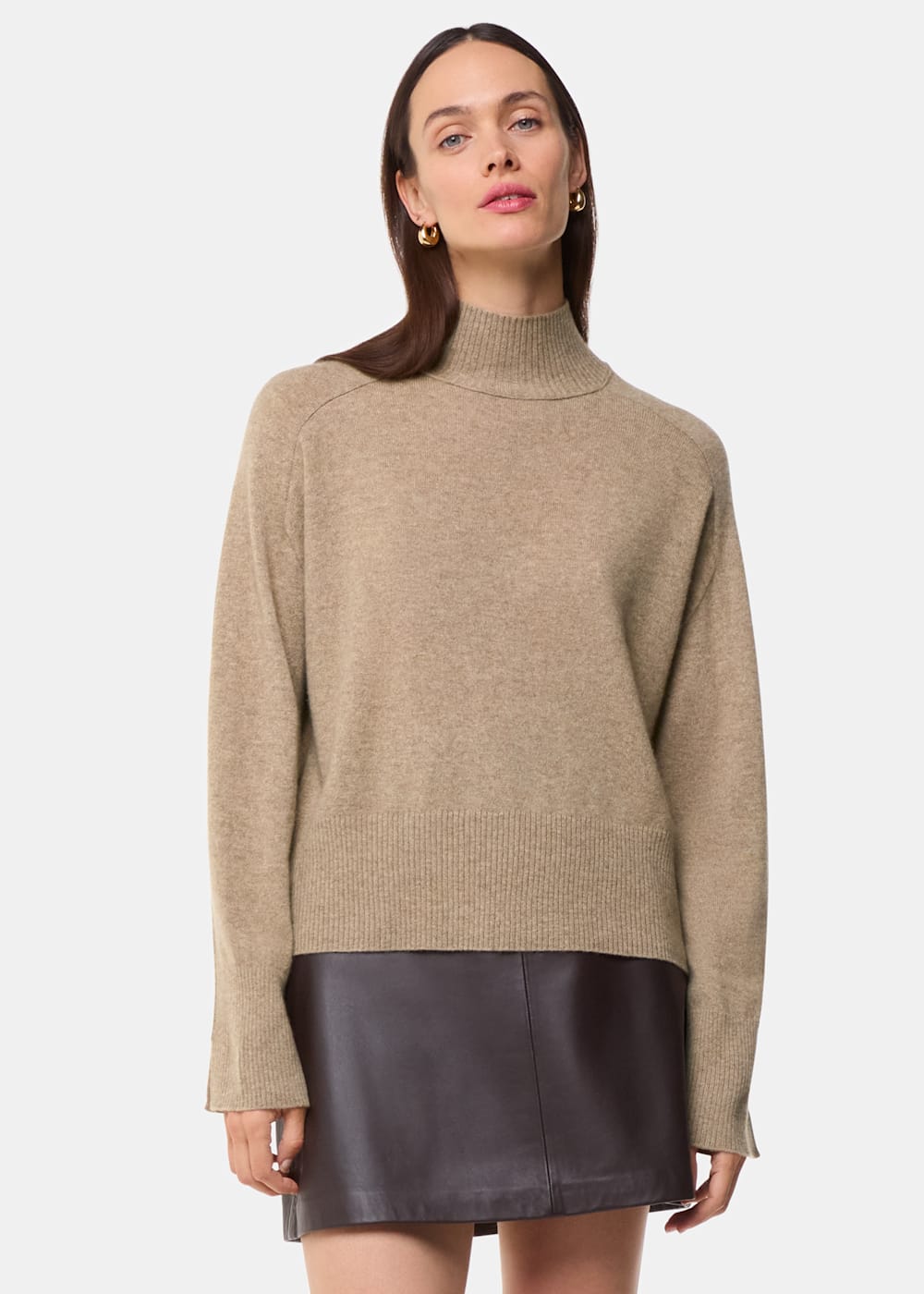 Whistles Oatmeal Cashmere Funnel Neck Whistles Oatmeal Cashmere Funnel Neck