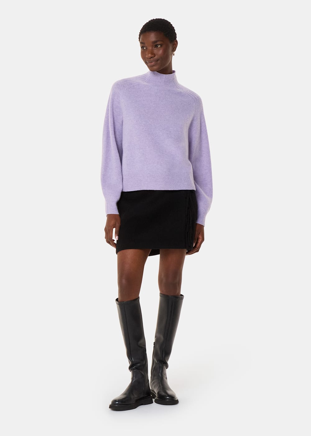 Women's Lilac Wool Mock Neck Sweater | Whistles US |