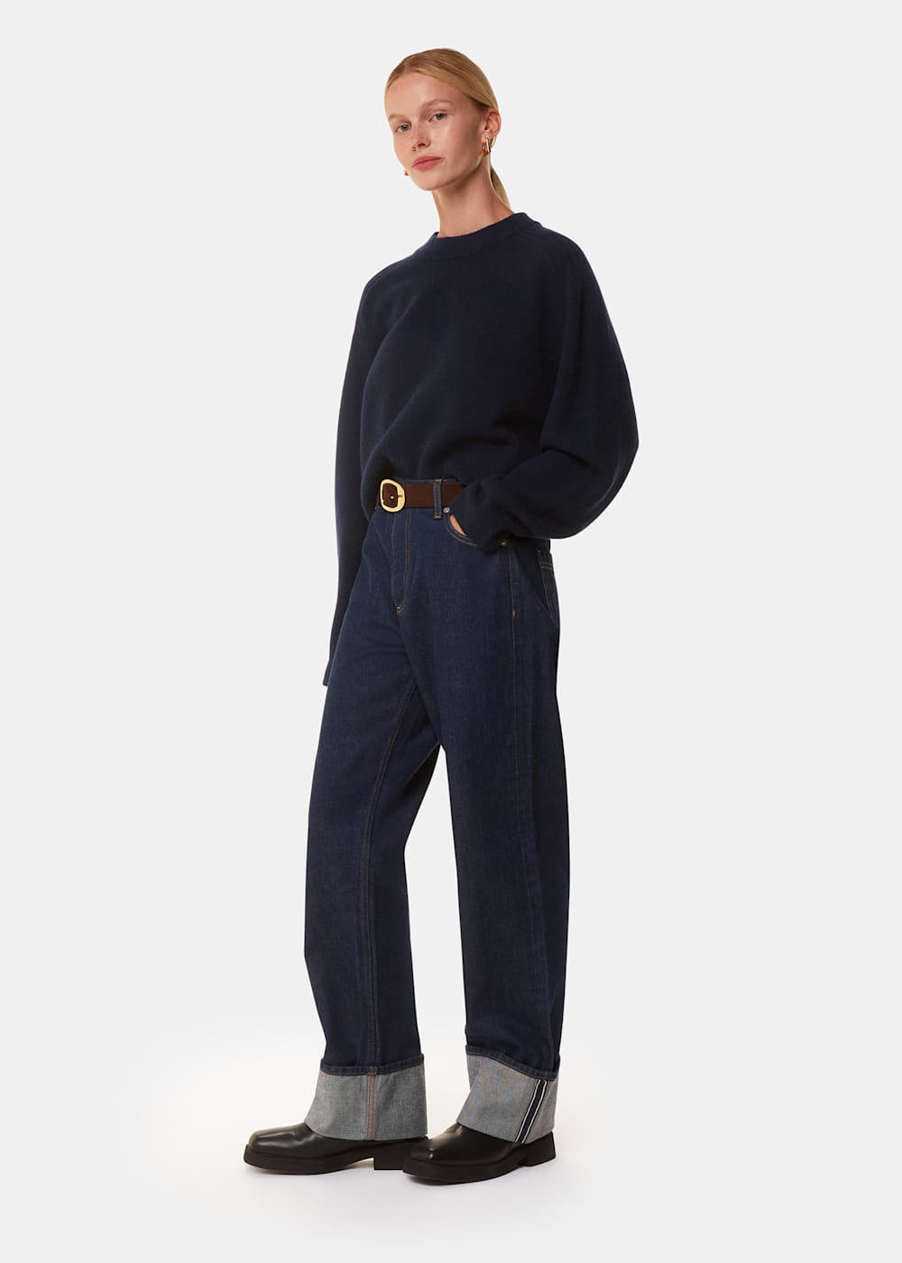 無料発送 Women's | US Whistles | Sweater Relaxed Crop Wool Navy トップス