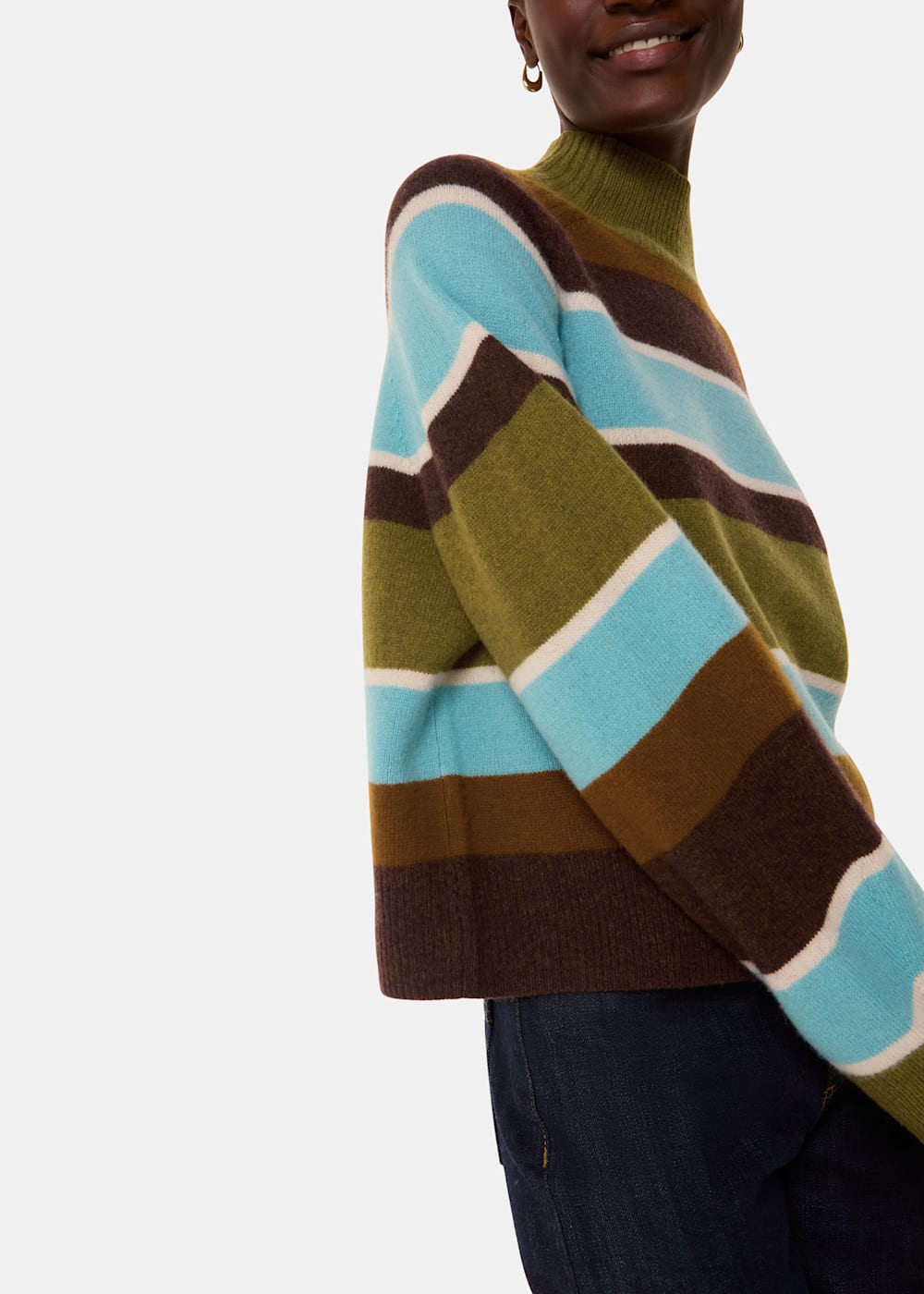 Multicolour Wool Stripe Funnel Neck Knit WHISTLES Whistles UK