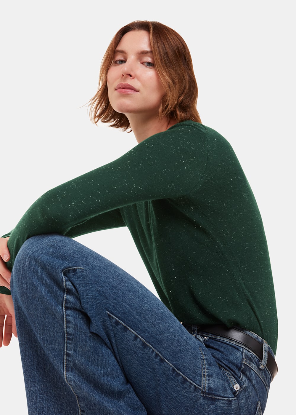 Whistles Annie Sparkle Crew Neck Dark Green Whistles Annie Sparkle Crew Neck Dark Green