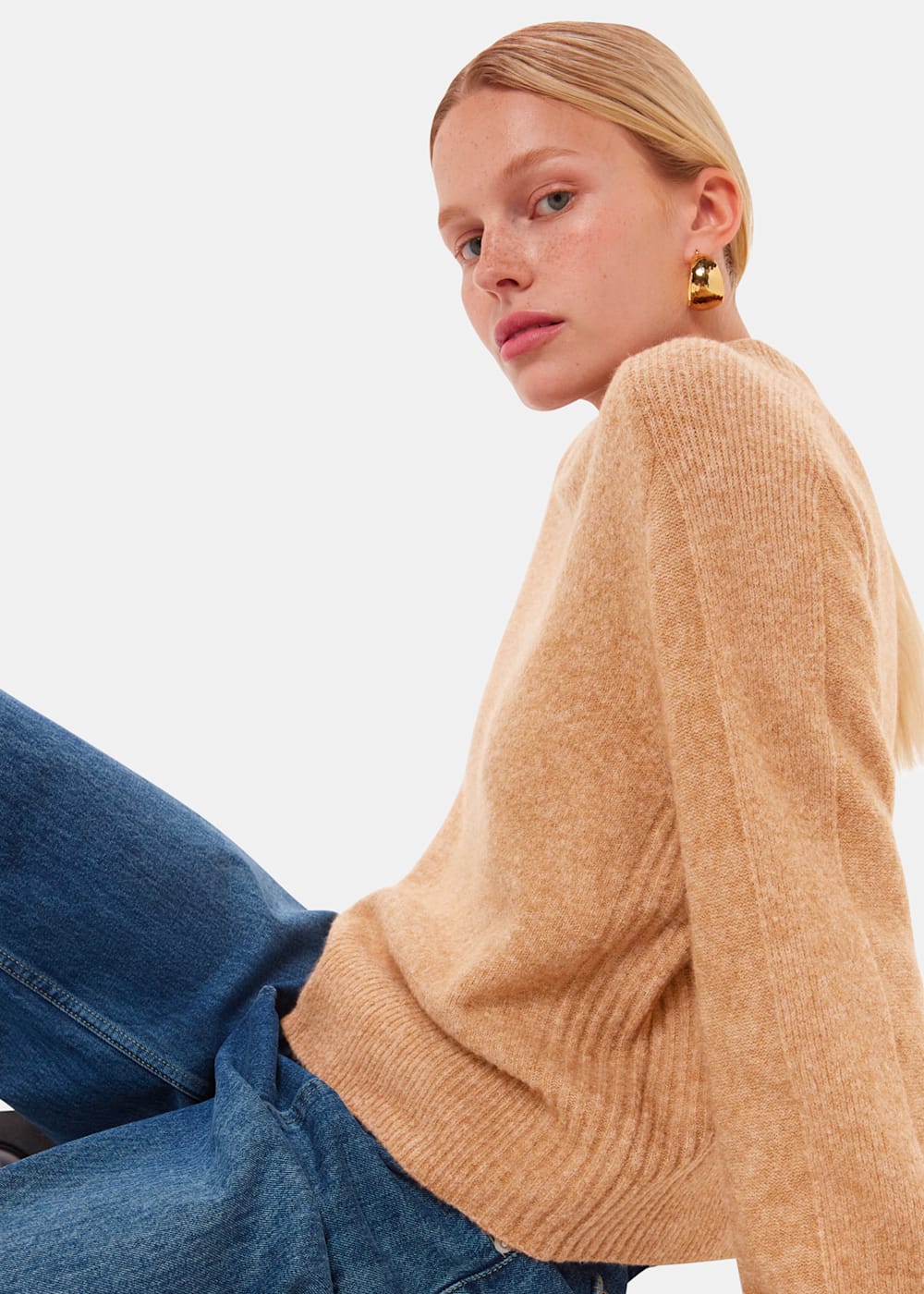 Women's Camel Wool Mix Crew Neck Sweater | Whistles US | Women's Camel Wool Mix Crew Neck Sweater | Whistles US |